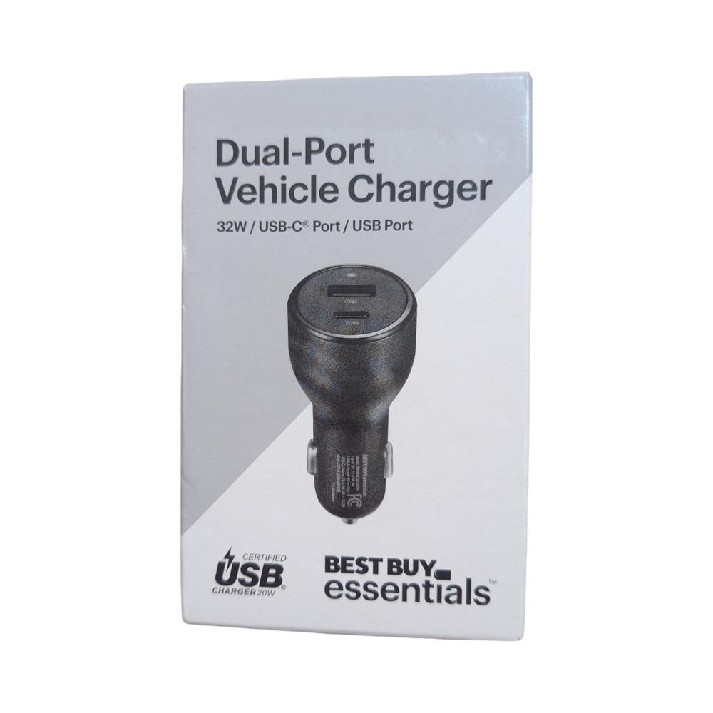 U7-O Best Buy 32 W Vehicle Charger with 1 USB-C & 1 USB Port Black (Lot Of 4) ⬇️